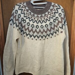 Women's Cream Fair Isle Wool Sweater - Classic Nordic Knit